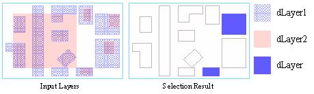 関連位置による形状選択演算Coincident Includeの例 